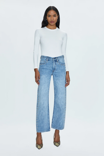 Pistola Lexi Bowed Straight Leg Jeans - Satellite